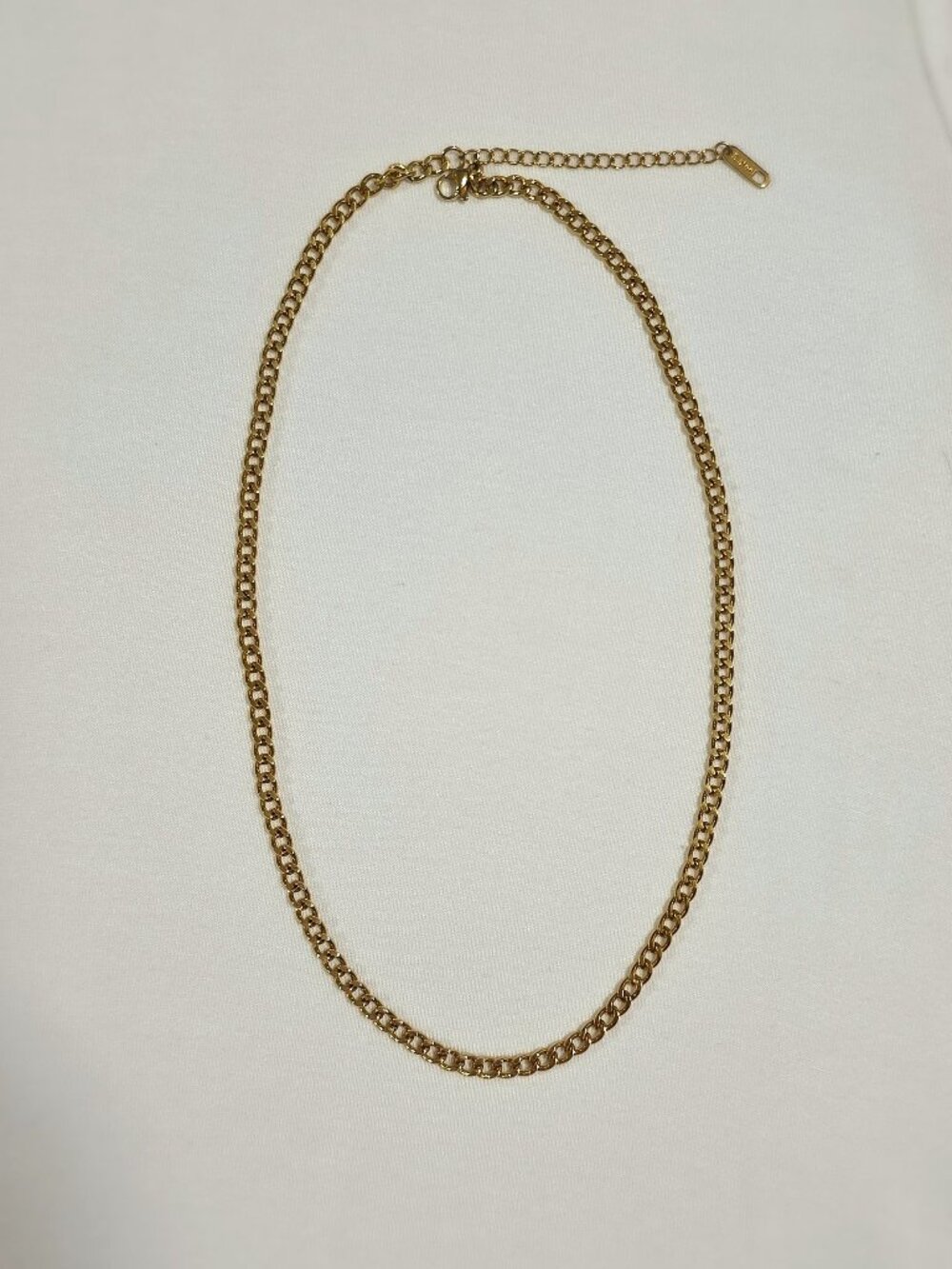 Stainless Steel Gold Plated Curb Chain Necklace 16"+2.5" Extender